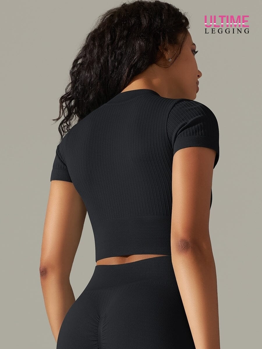 T-Shirt Sport Zippé Manches Courtes  | Yogaova
