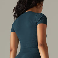 T-Shirt Sport Zippé Manches Courtes  | Yogaova