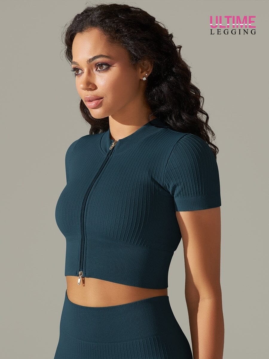 T-Shirt Sport Zippé Manches Courtes  | Yogaova