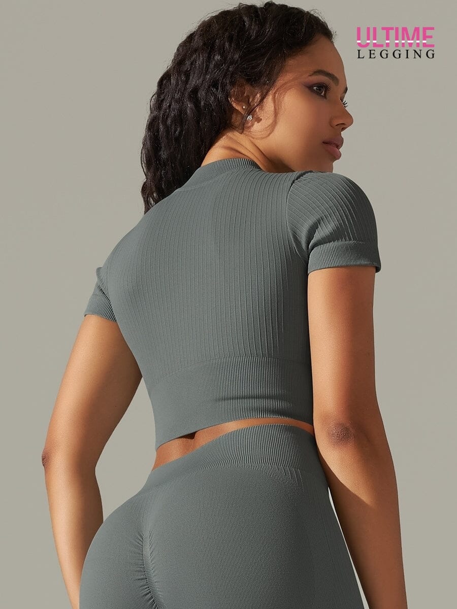 T-Shirt Sport Zippé Manches Courtes  | Yogaova