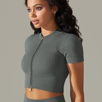 T-Shirt Sport Zippé Manches Courtes  | Yogaova