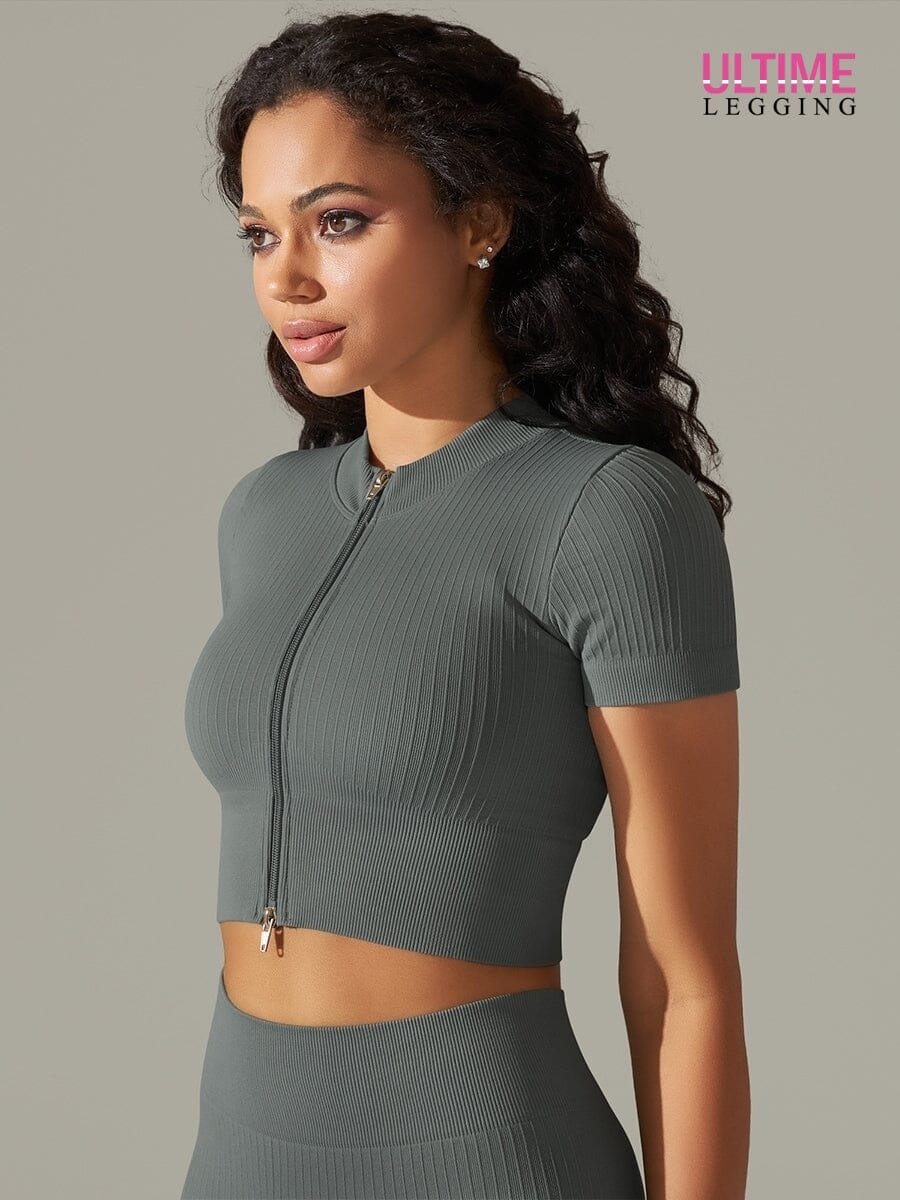 T-Shirt Sport Zippé Manches Courtes  | Yogaova