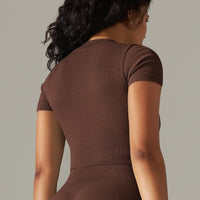 T-Shirt Sport Zippé Manches Courtes  | Yogaova