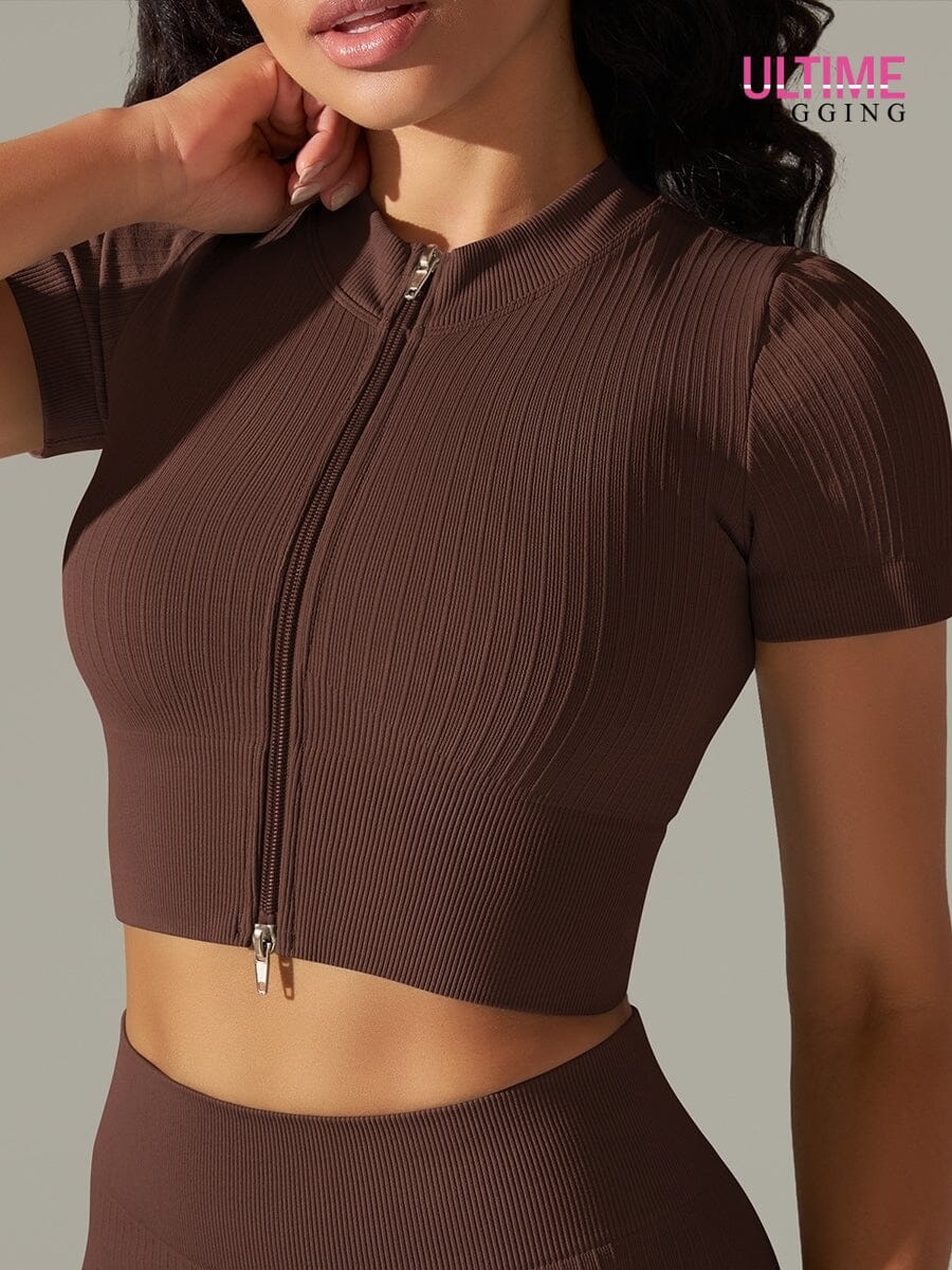 T-Shirt Sport Zippé Manches Courtes  | Yogaova