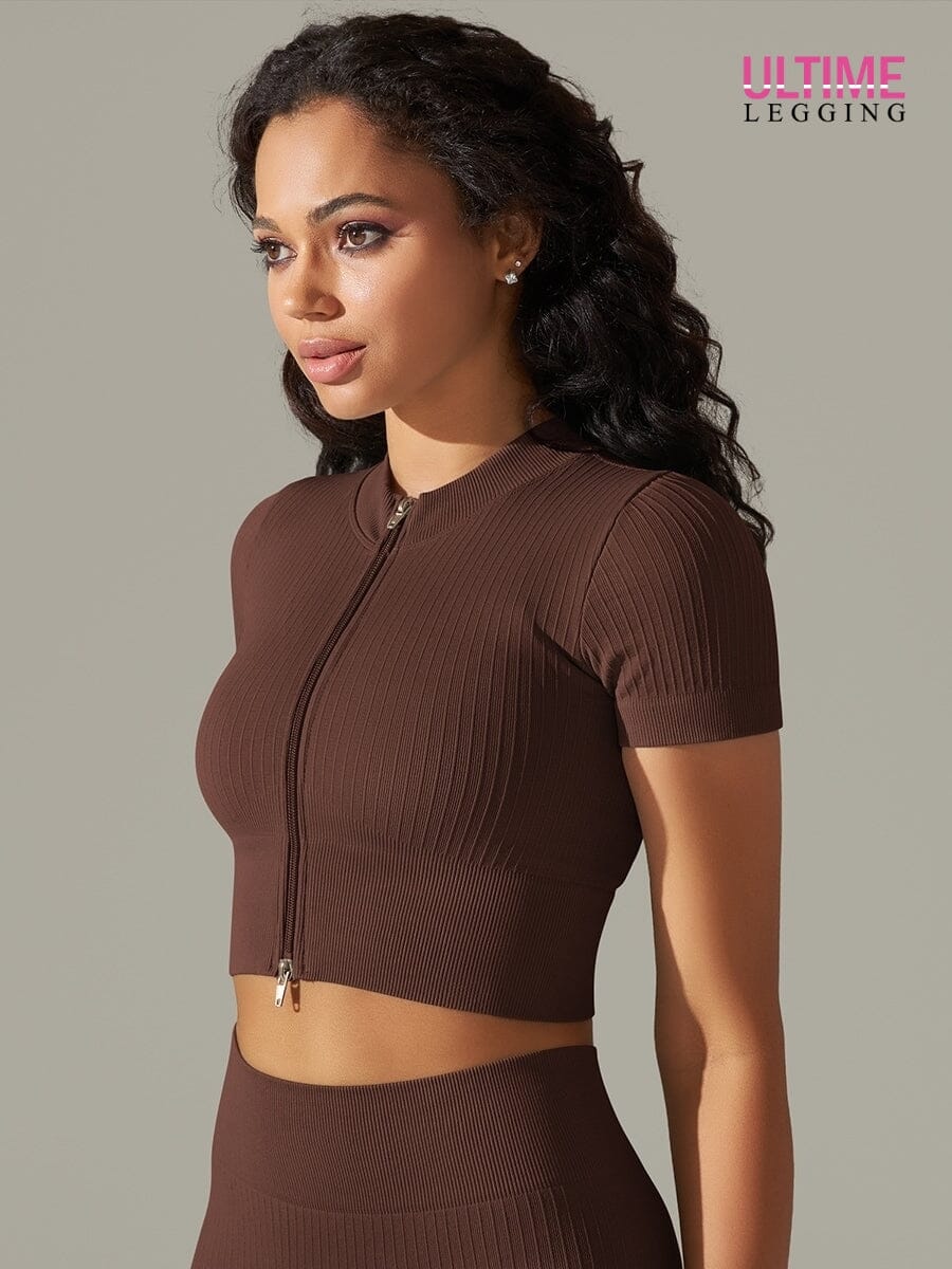 T-Shirt Sport Zippé Manches Courtes  | Yogaova