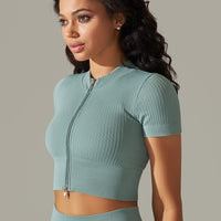 T-Shirt Sport Zippé Manches Courtes  | Yogaova