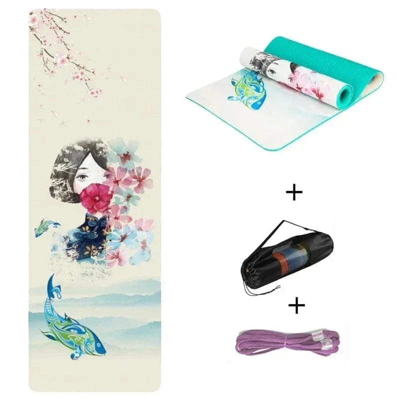 Tapis de Yoga Double Couche Motif Mer 5mm
