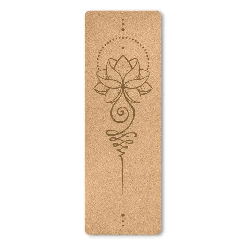 Tapis de Yoga en Liège Naturel Motif Fleur 4mm