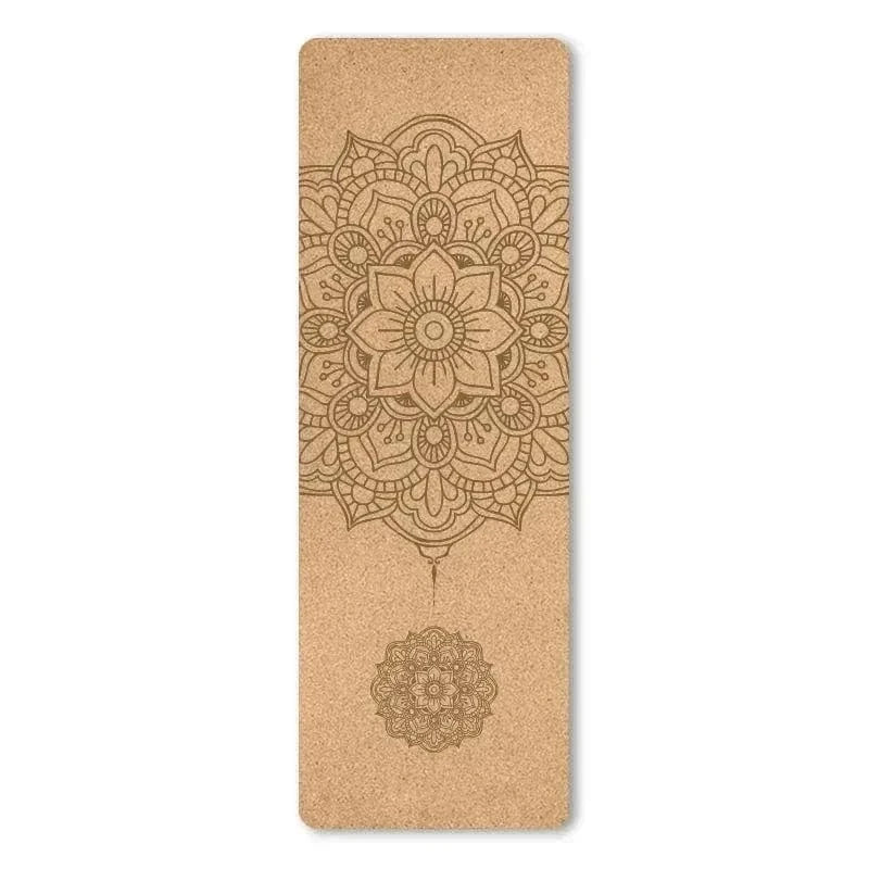Tapis de Yoga en Liège Naturel Motif Mandala 4mm